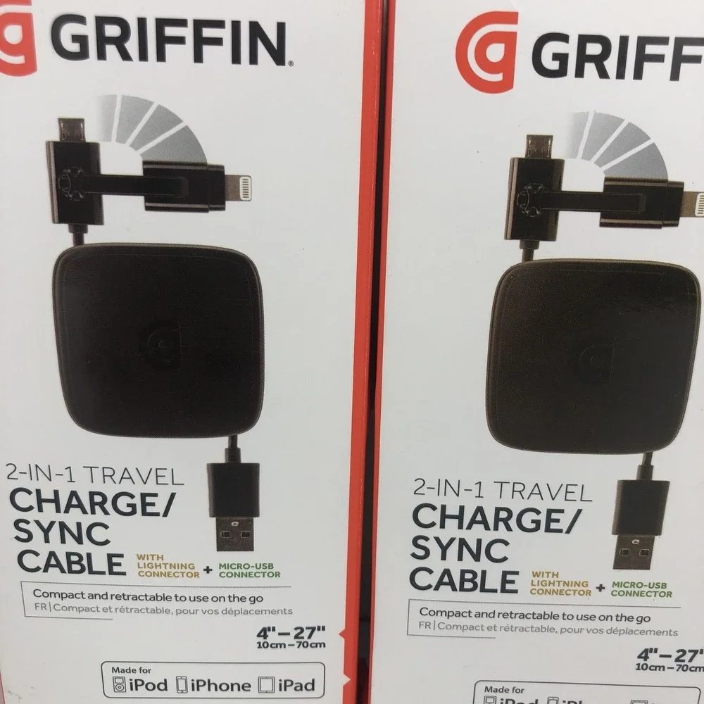 Griffin 2 in 1 Travel Charger Sync Cable Micro USB‎ Connector Lot of 4